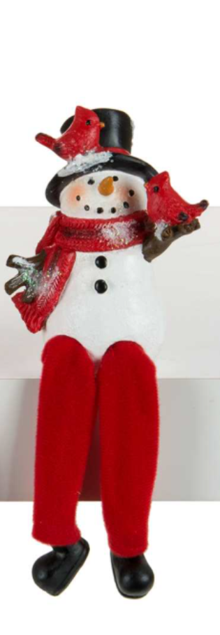Dangly Leg Snowman with Cardinal (2 Styles)