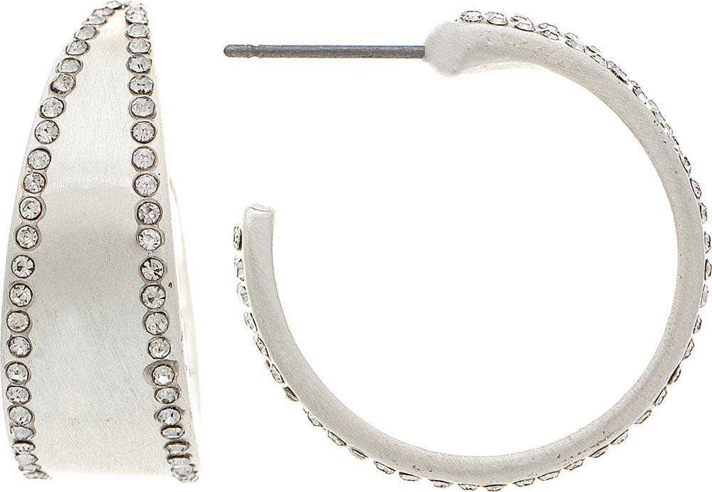 Rain - Silver Crystal Edge Lever back Hoop Earring