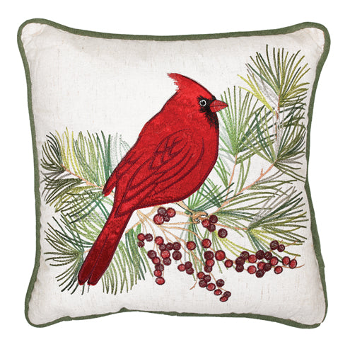 Cardinal on Branch Cushion 18"
