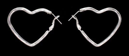 Heart Hoop Earring - Silver Colour