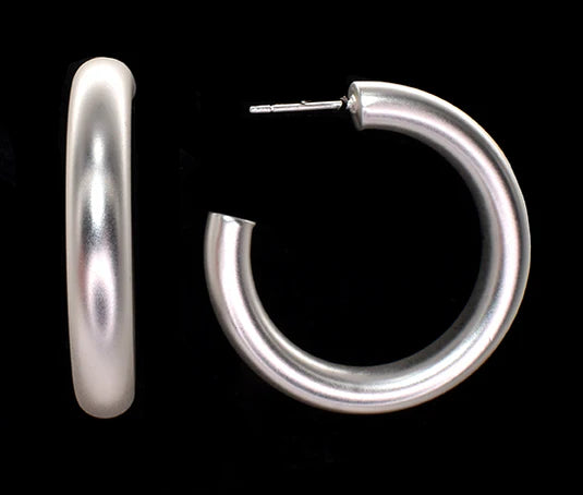 Chunky Matt Huggie Earring - Silver