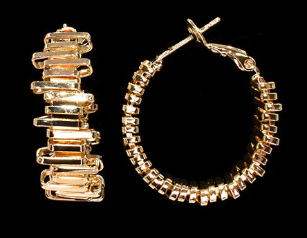Rib Textured Hoop Earring-Gold - Joshua & Company