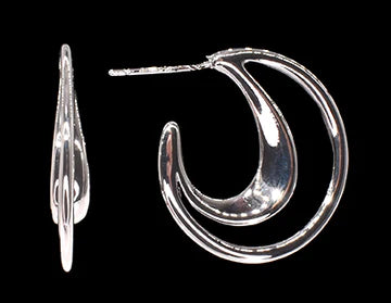 Silver-coloured Double Hoop Earring