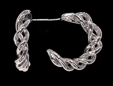 Silver-coloured Braided Hoop Earring