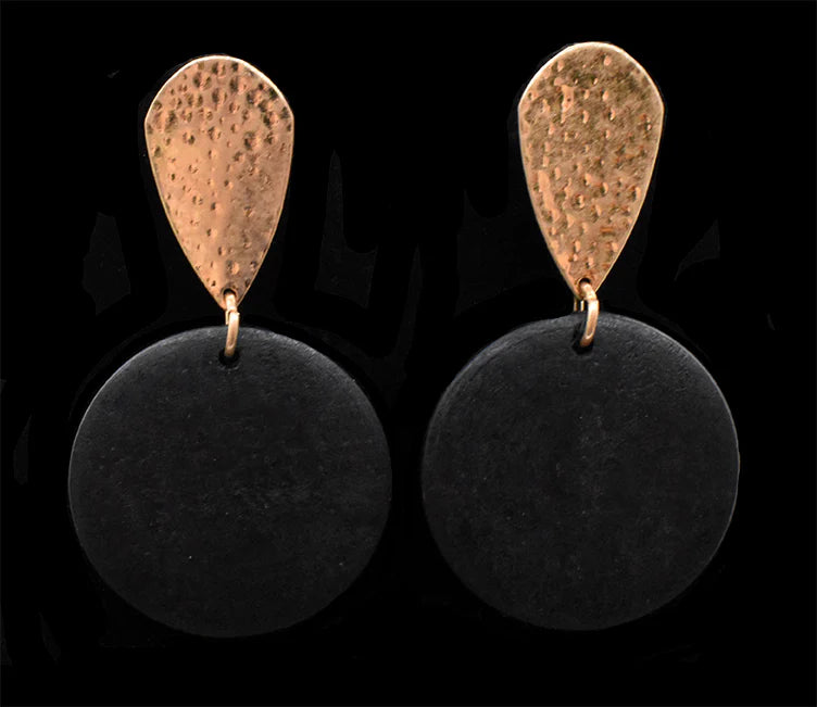 Brass Wood Earring