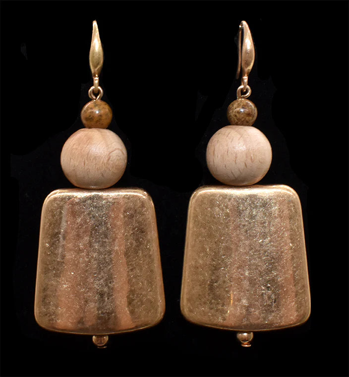 Brass Acrylic Natural Stone Earring