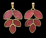 Wooden Leaves Earring - Red - Joshua & Company