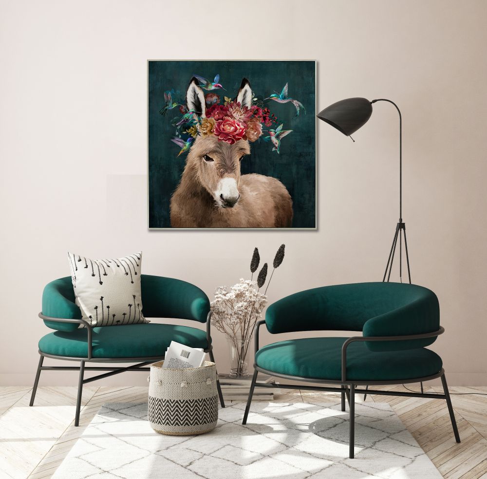 Donkey with Flower Crown Print 32" x 32" **Store Pickup Only**