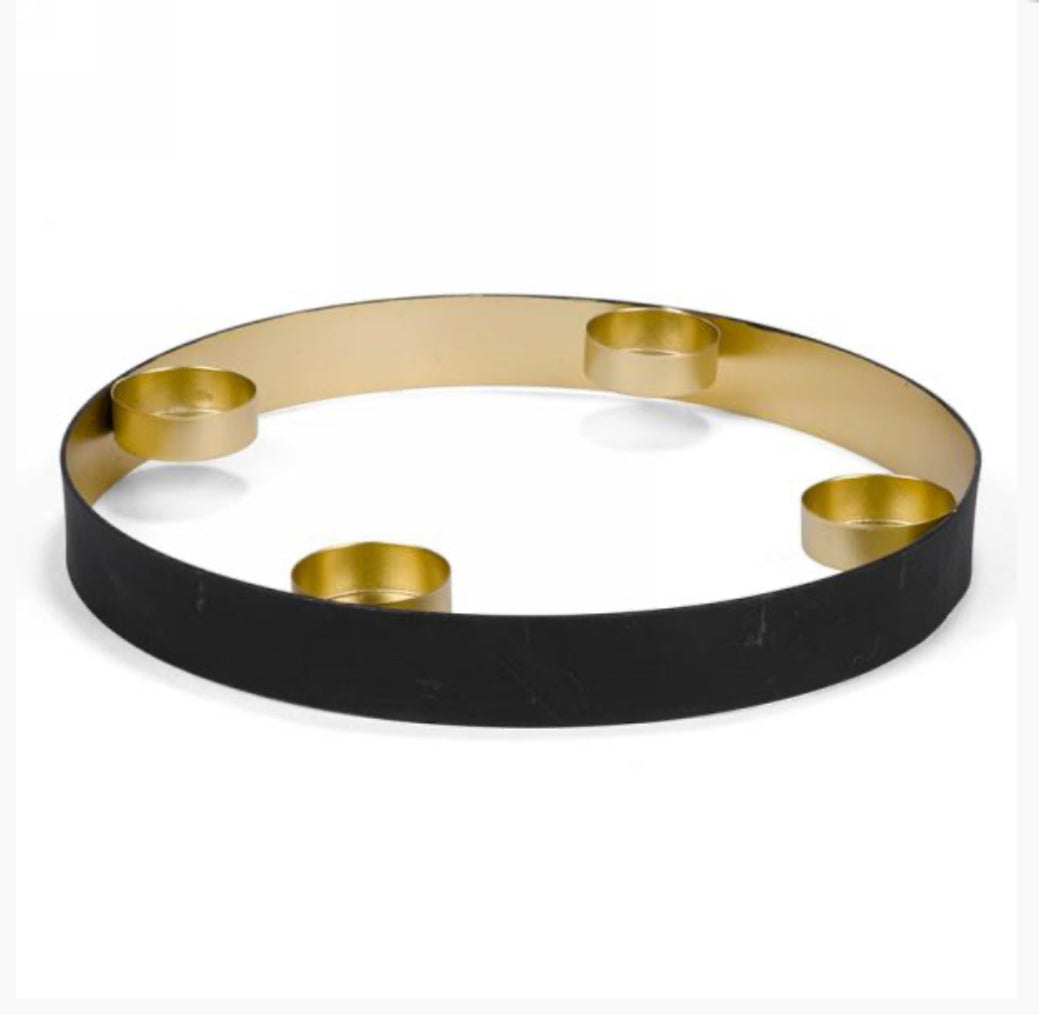Black and Gold Metal Tea Light Holder