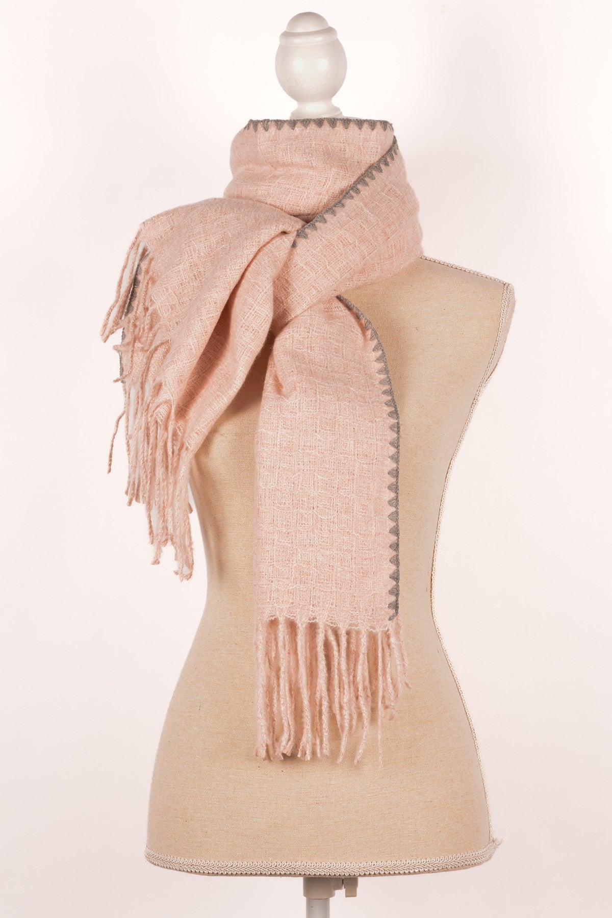 Pink with Grey Scarf