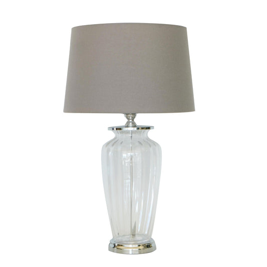 Glass Lamp with Dark Grey Shade ** Store Pick-up only