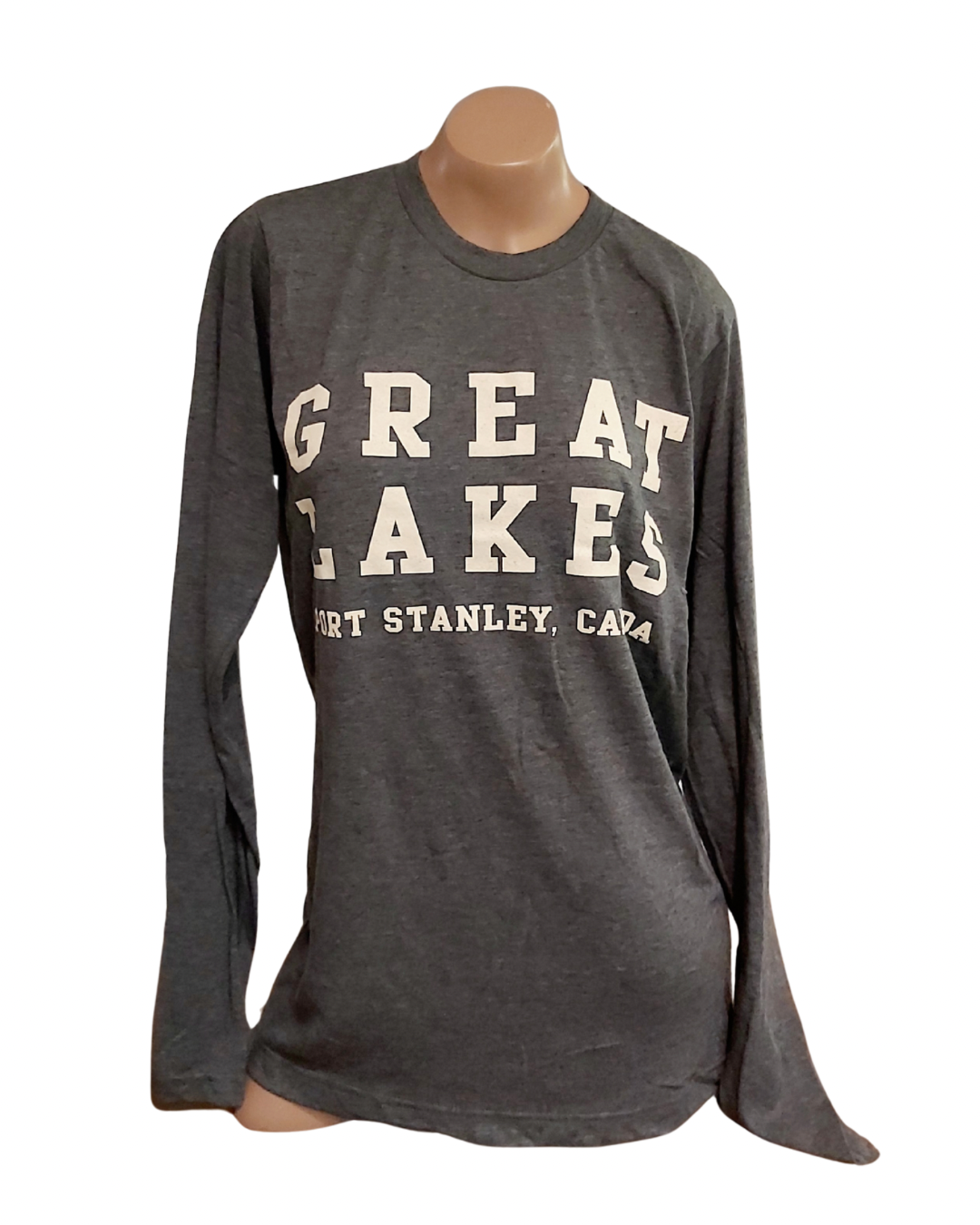 Port Stanley Great Lakes Long Sleeve T-Shirt- Heathered Charcoal