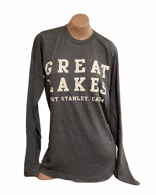 Port Stanley Great Lakes Long Sleeve T-Shirt- Heathered Charcoal