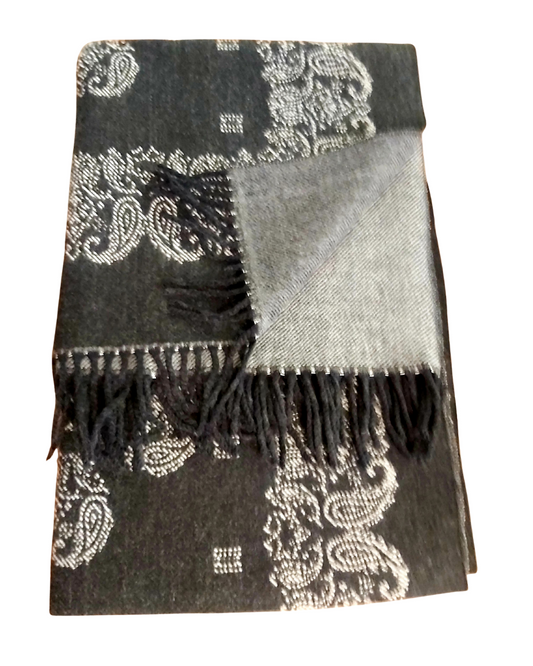 Paisley Blanket Scarf - Black