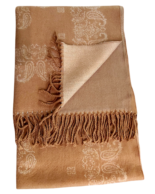 Paisley Blanket Scarf - Tan