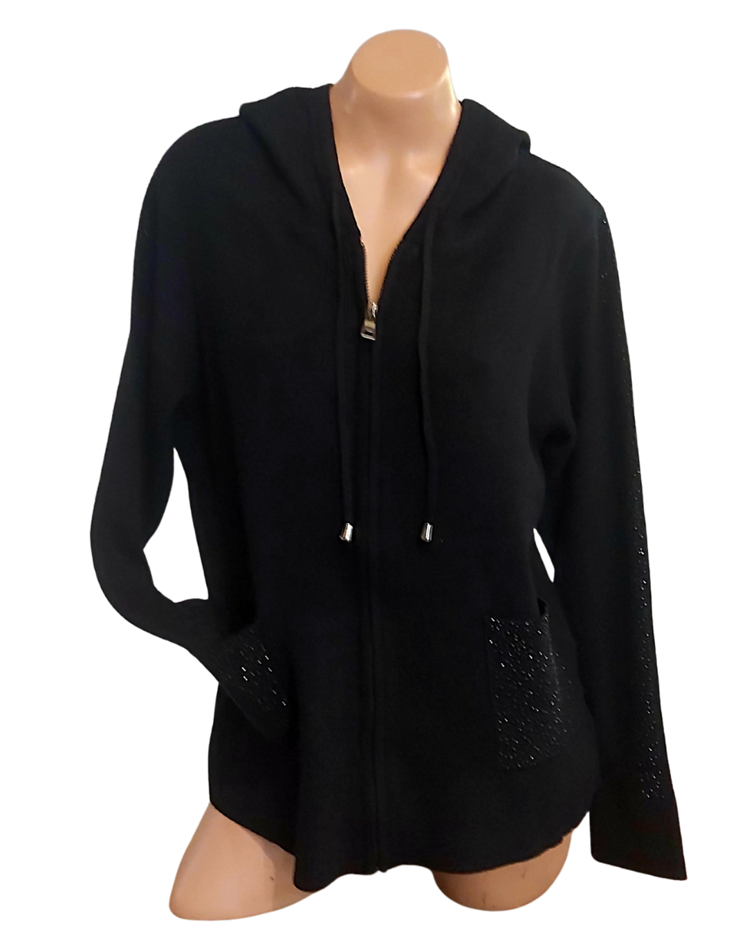 Black Zipper Cardigan