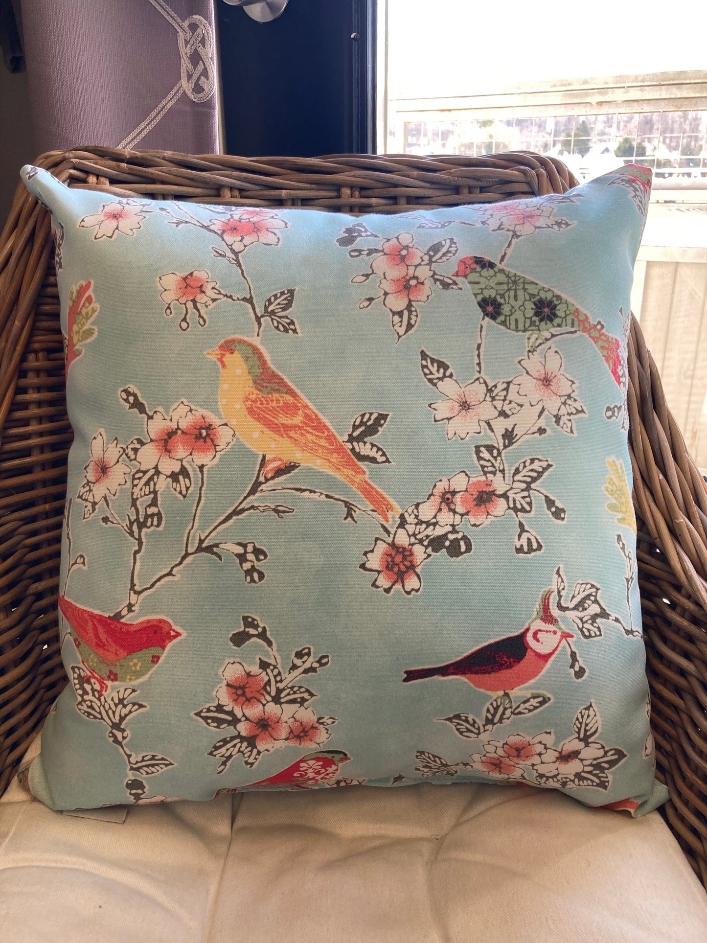 Indoor/Outdoor Cushion - Tweet Toile Robins Egg 18"