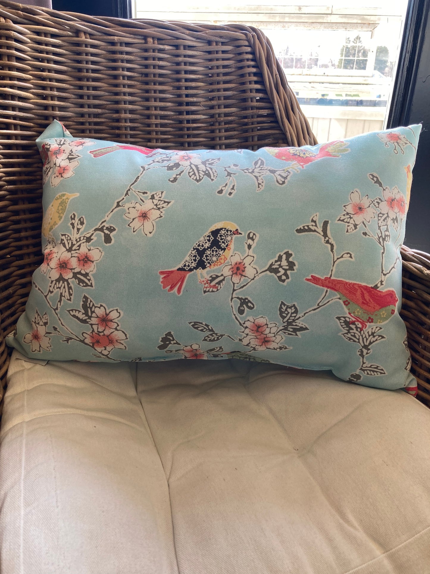 Indoor/Outdoor Cushion - Tweet Toile Robins Egg 14X20"