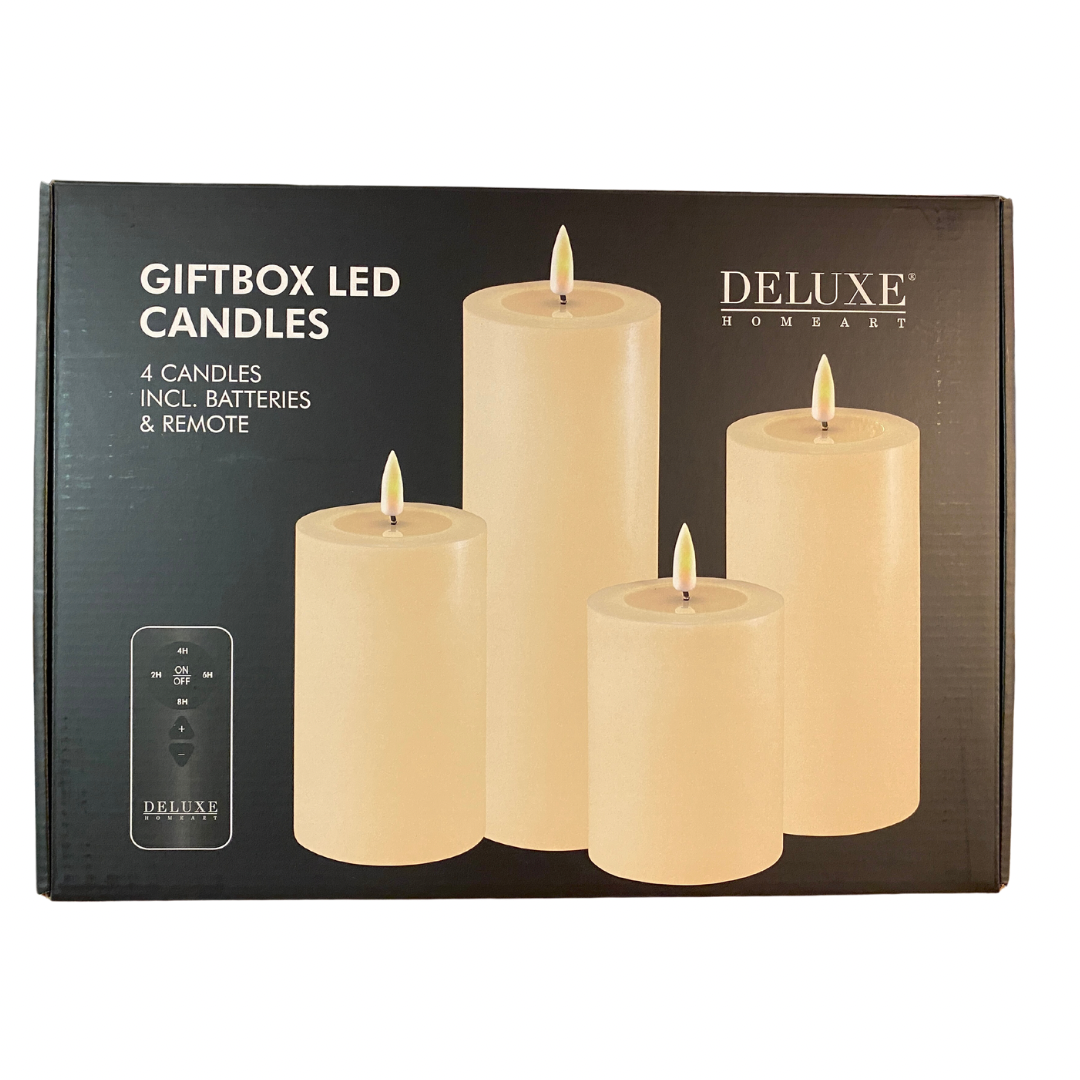 Cream Wetlook Pillar LED Candle Set (4 Candles)