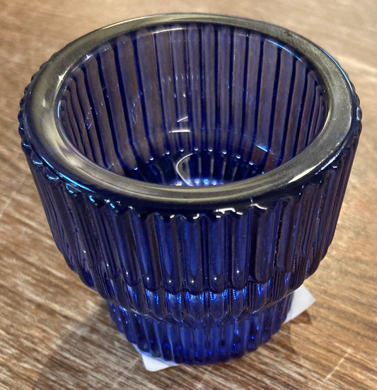 Blue Glass Tea Light Holder