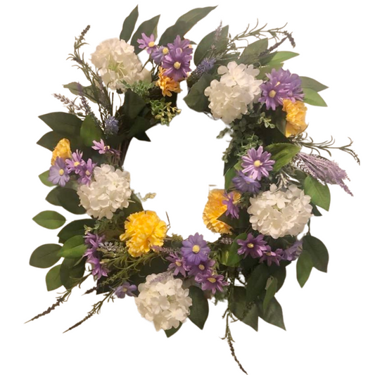 Spring Flowers Wreath (Purple, Yellow and White)