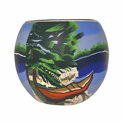 Glass Tea Light Holder - Red Canoe