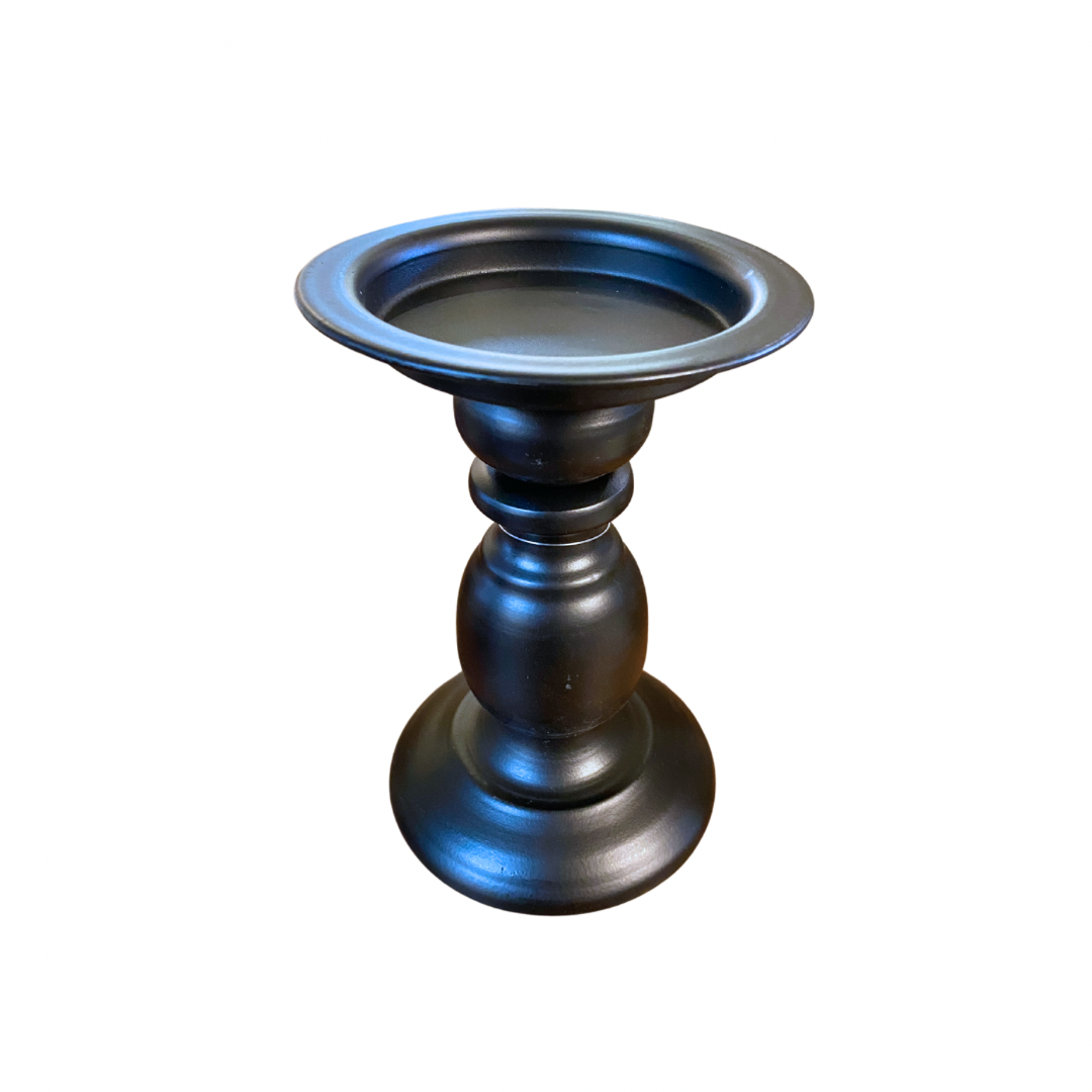 Black Metal Pillar Candleholder (2 sizes) - Joshua & Company