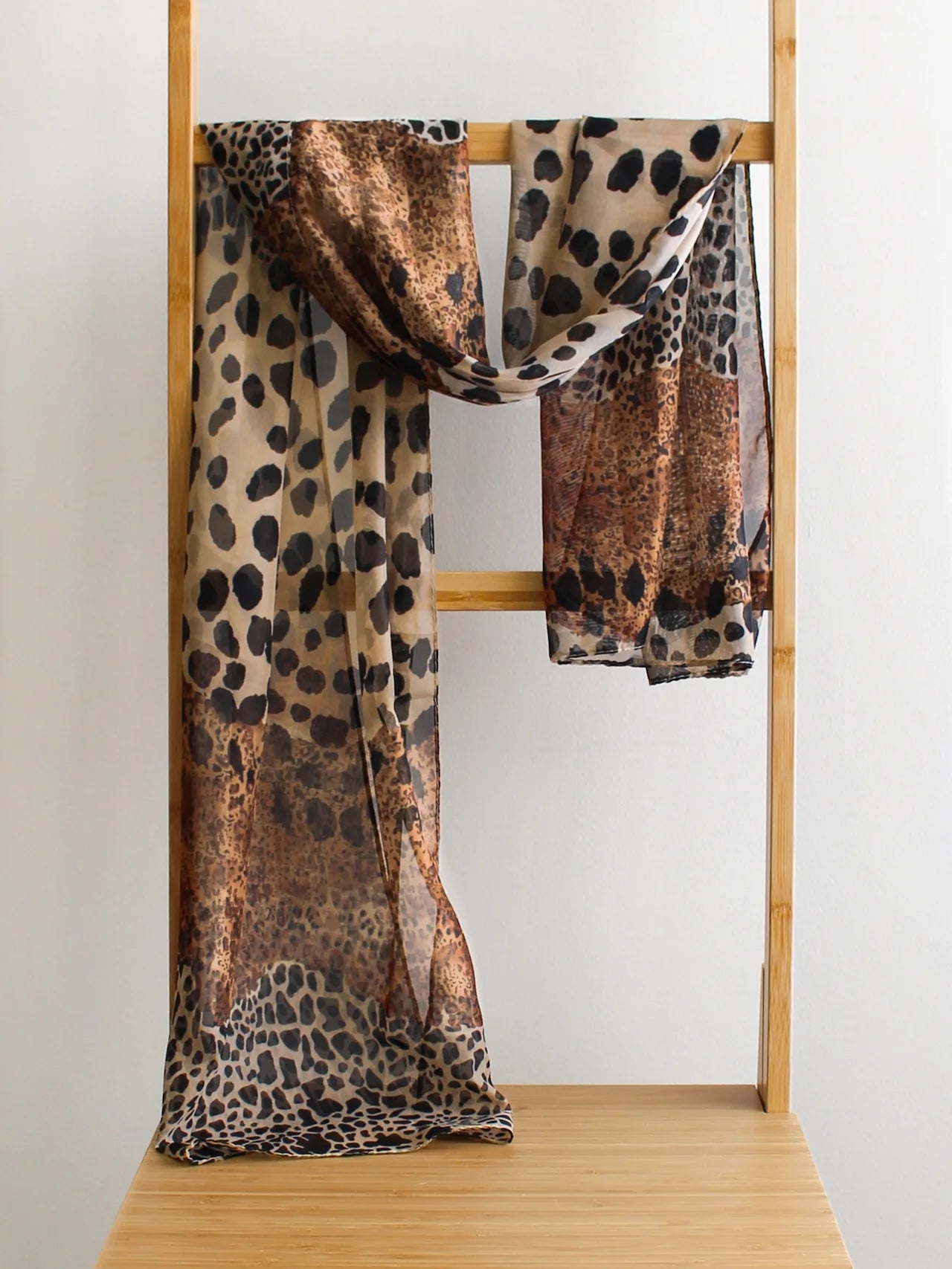 Brown Leopard Print Scarf