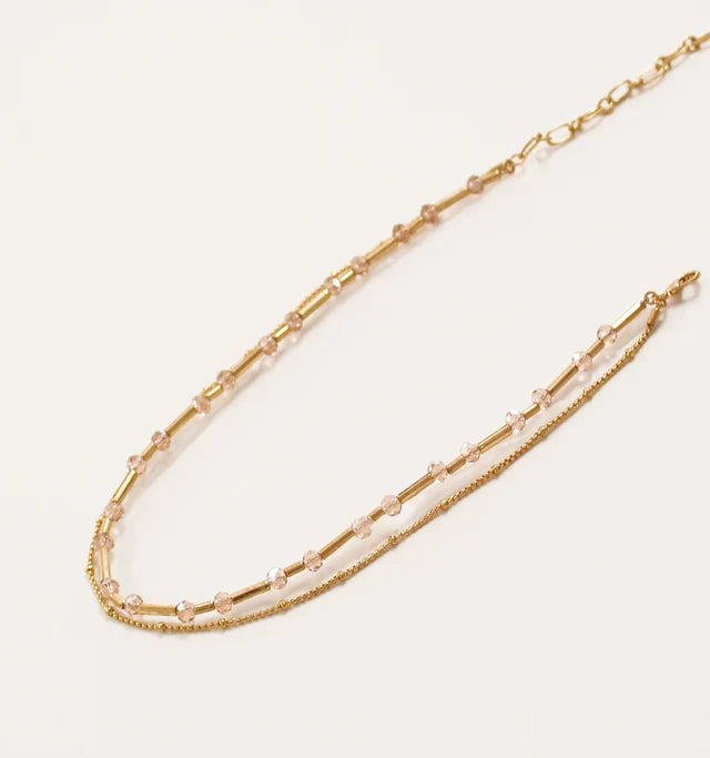 Short Necklace Double-Layered Gold-Tone