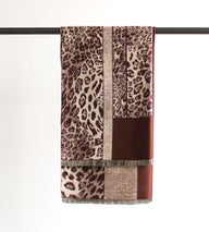 Leopard Block Printed Scarf - Burgundy