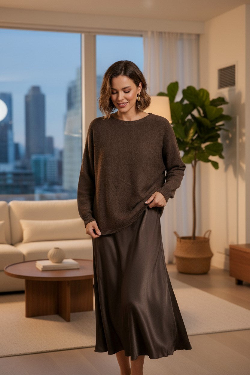 Brown Satin Skirt