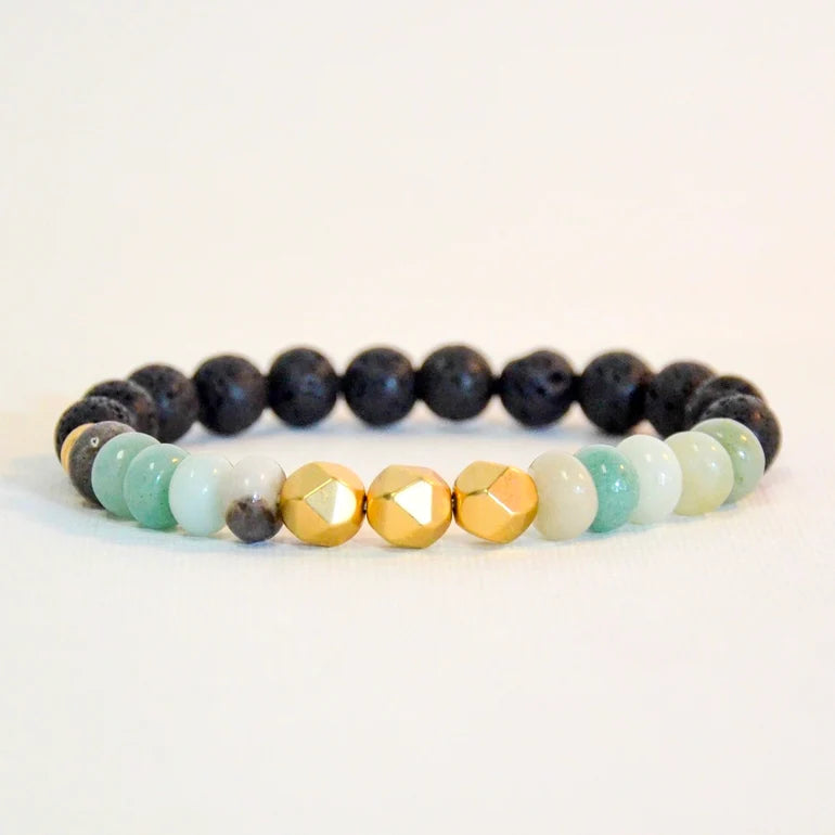 Matte Gold and Black Jasper Bracelet