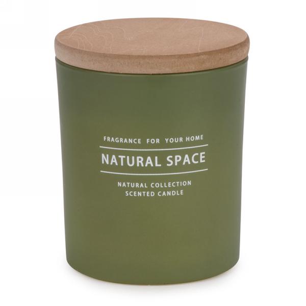 Green Glass Scented Candle - Natural Autumn