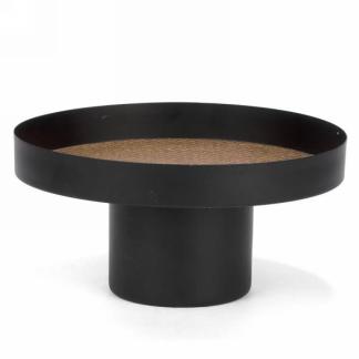 Black and Natural Metal Platter on Foot