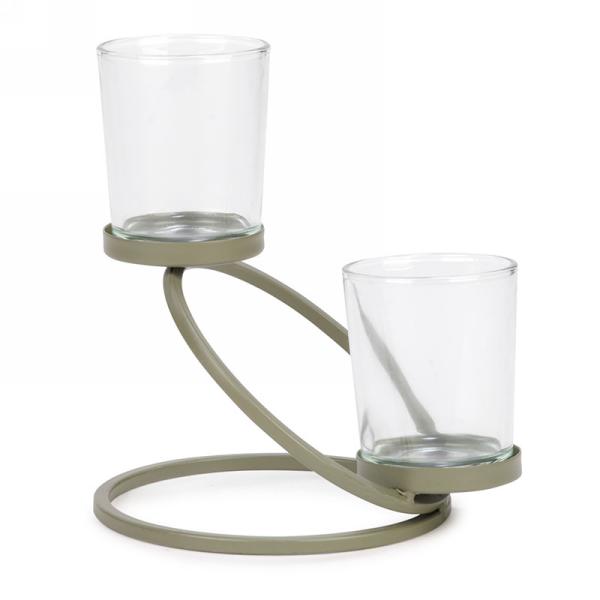 Double Green Votive Holder