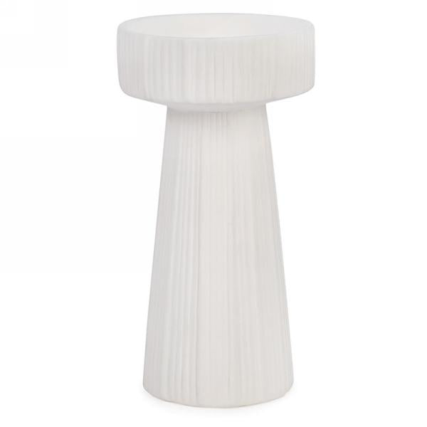 White Ridge Ceramic Candle Holder- Large