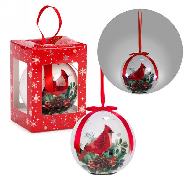 Cardinal and Foliage LED Ornament