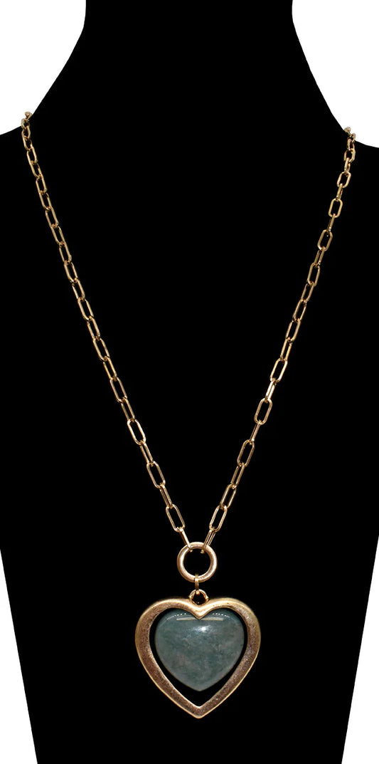 Heart Semi-Precious Stone Necklace