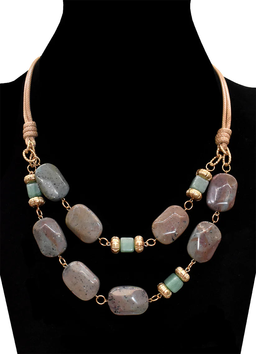 Natural Stone Acrylic Necklace