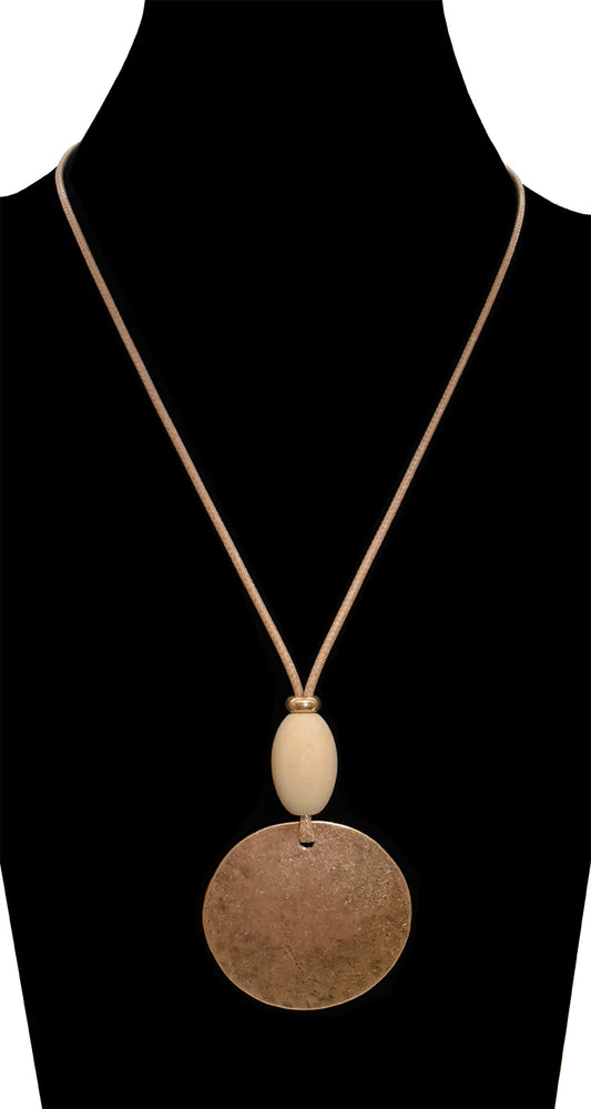 Wood and Alloy Natural Teardrop Necklace