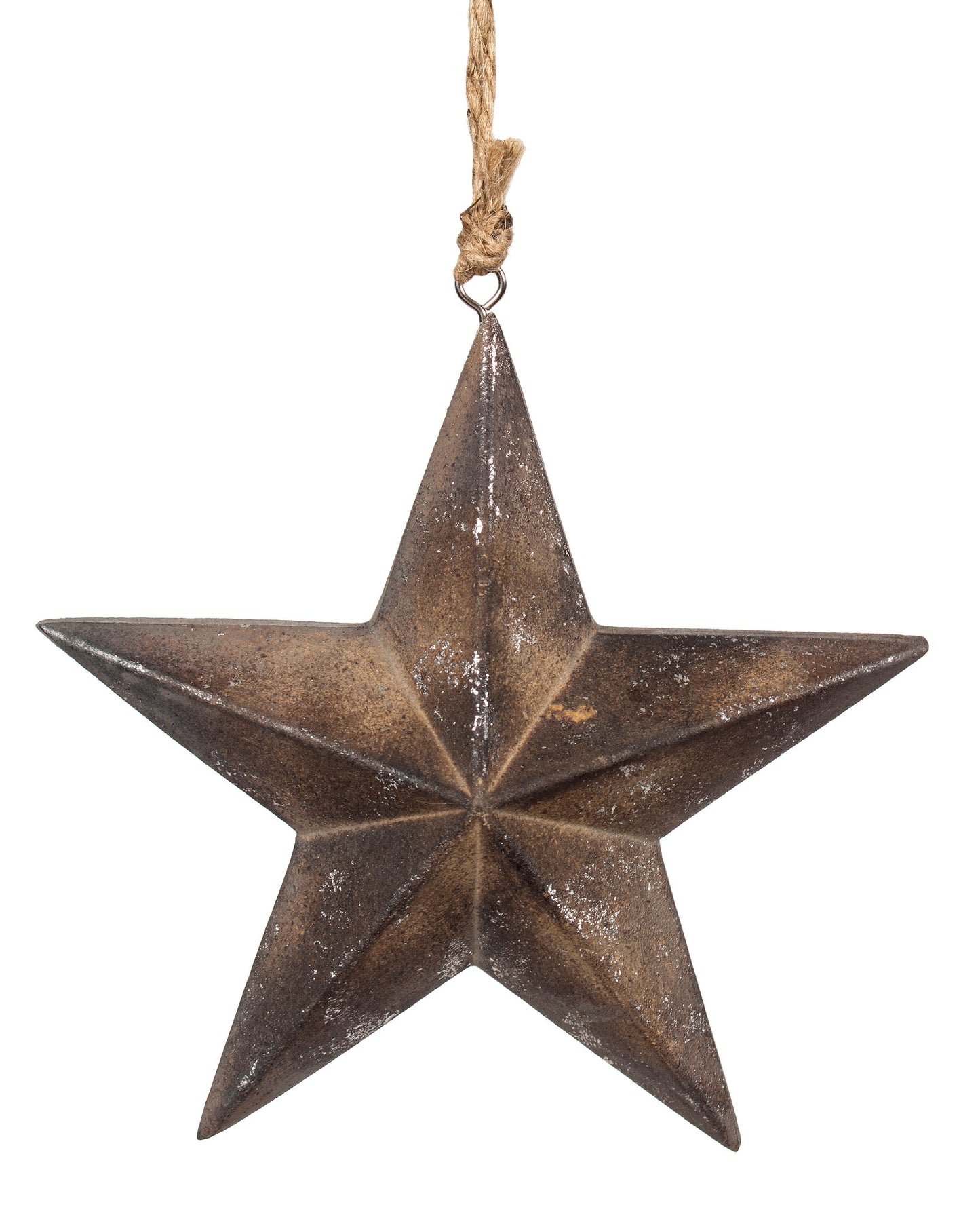 Brown Wood 5 Point Star Ornament with Silver Foil 6.5"
