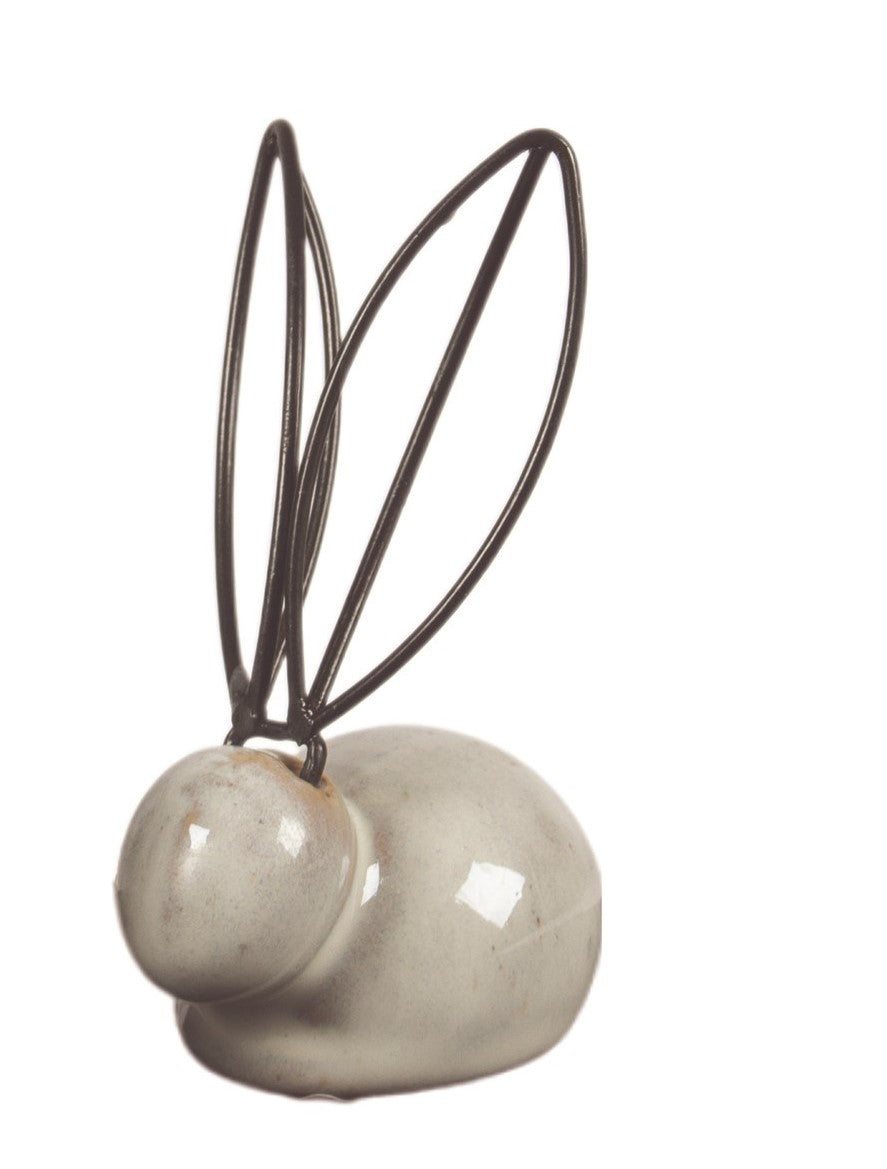 White Small Bunny with Black Wire Ears - Assorted Styles