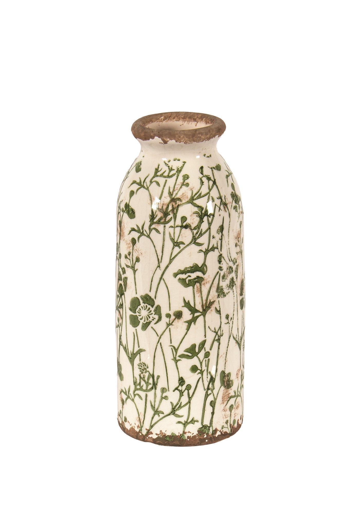Green Floral Fat Bud Vase