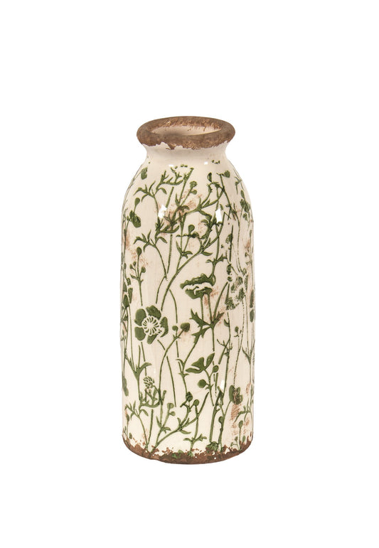 Green Floral Fat Bud Vase