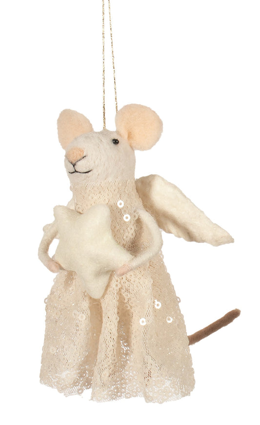 Felt Angel Mouse Ornament with Star