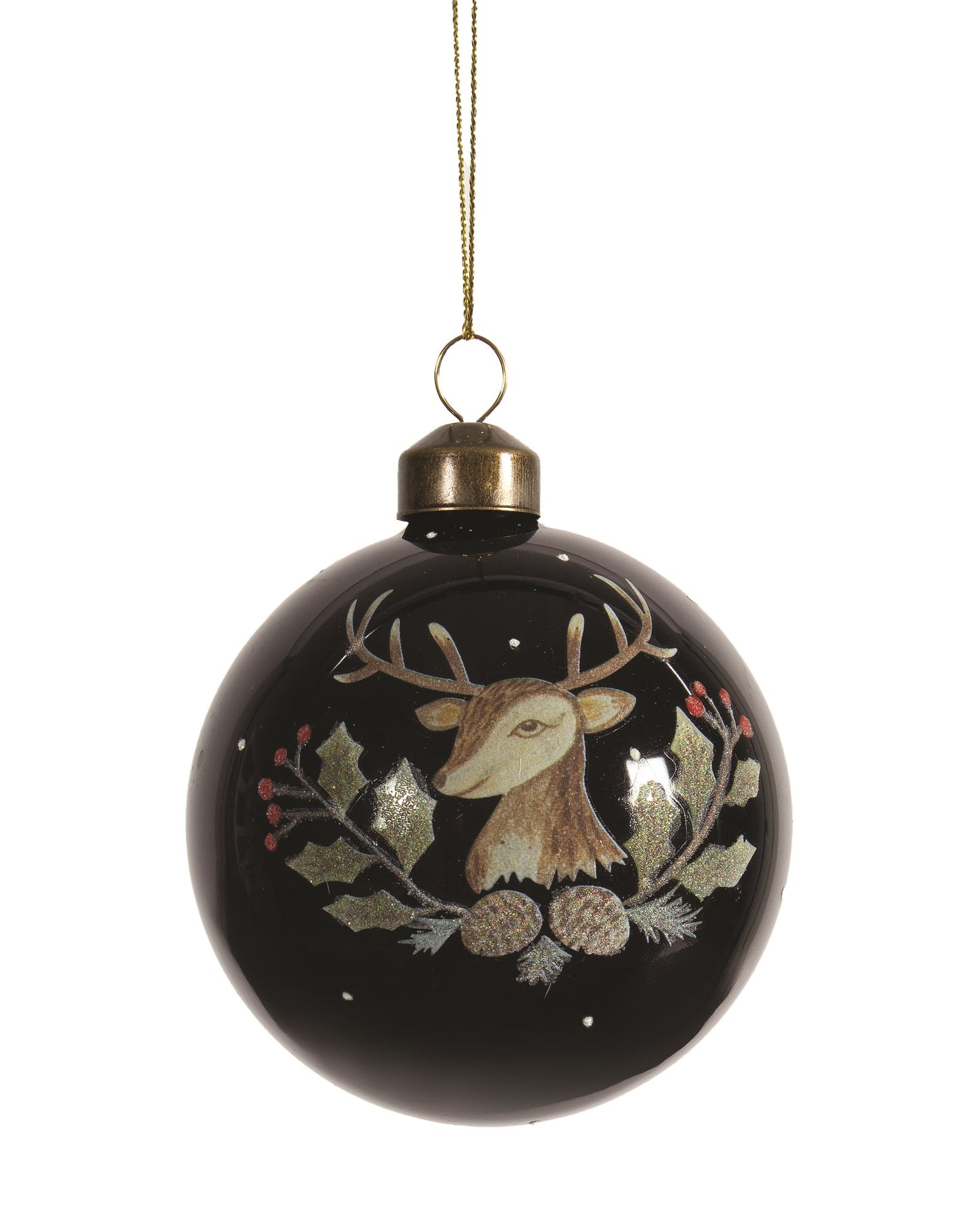 Black Ornament with Deer Design