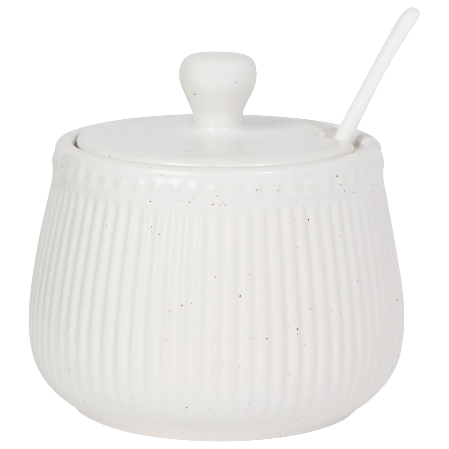 Ribbed White Sugar Pot