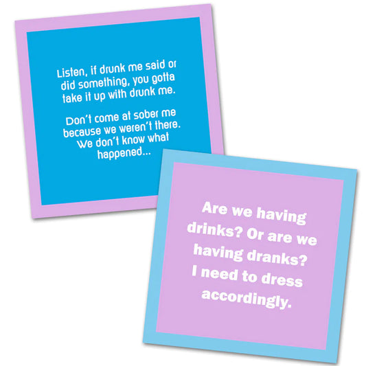 Humorous Reversible Cocktail Napkin Drunk Me