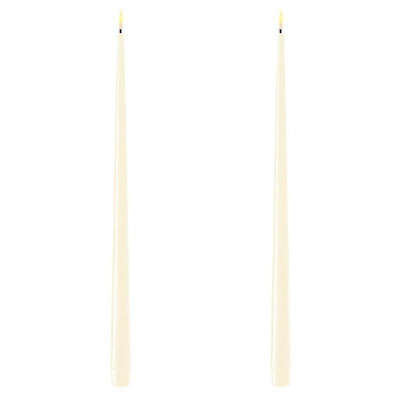 Glossy Cream Wetlook LED Tapers 15.2" (Set of 2)