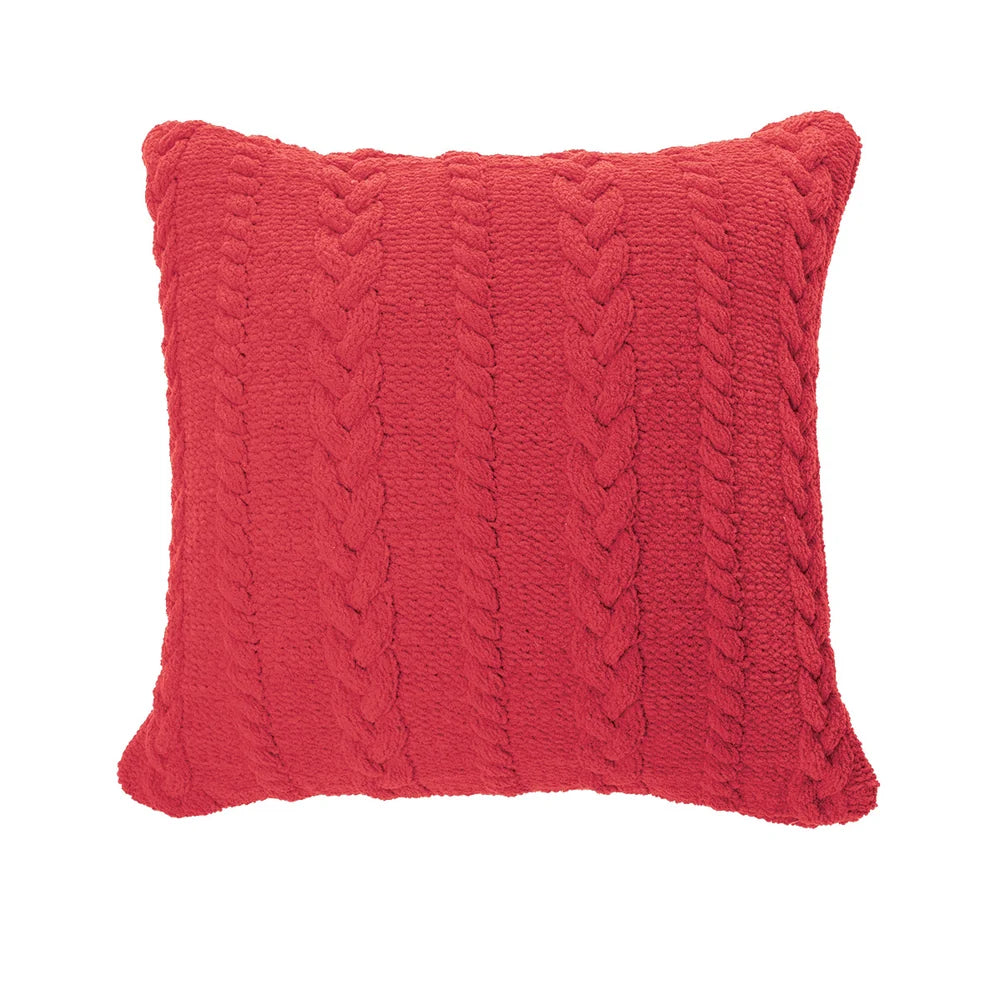 Red Cableknit Cushion